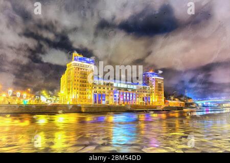 RUSSIE, MOSCOU - 20 JANVIER 2018 : la ville magnifique illuminations de noël sur les vacances du nouvel an. Banque D'Images