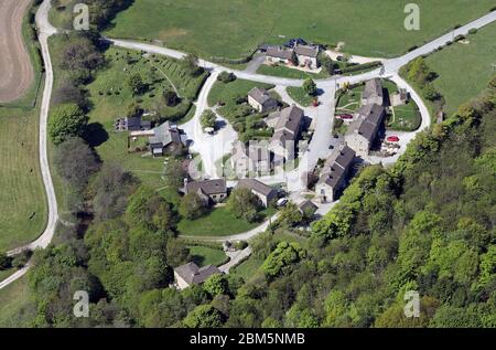 Vue aérienne d'Emmerdale The Tour, la télévision à l'extérieur située à Harewood près de Leeds Banque D'Images