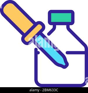 prélèvement de liquide avec pipette à partir de l'illustration du contour vectoriel de l'icône du tube à essai Illustration de Vecteur