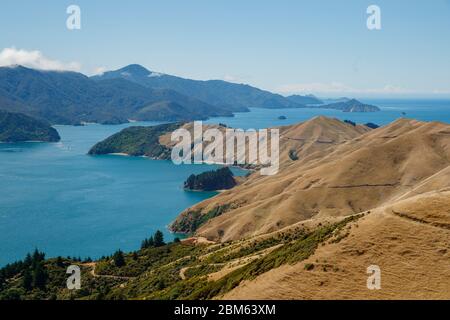 French Pass et Camp Bay, Marlborough, Nouvelle-Zélande Banque D'Images