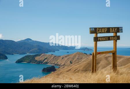 French Pass et Camp Bay, Marlborough, Nouvelle-Zélande Banque D'Images