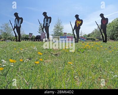 Eastchurch, Kent, Royaume-Uni. 7 mai 2020. VE préparatifs de la journée dans le village d'Eastchurch, Kent. Eastchurch est connu comme la « maison de l'aviation britannique », car Eastchurch Airfield a vu le premier vol contrôlé par un pilote britannique sur le sol britannique. Crédit : James Bell/Alay Live News Banque D'Images