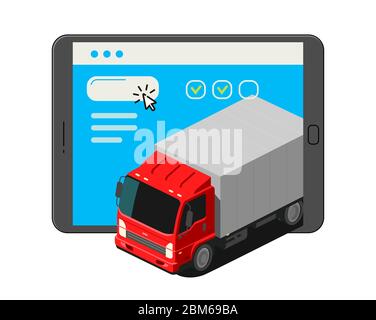 Transport de fret, déplacement. Illustration du vecteur de transport routier et de service de livraison Illustration de Vecteur