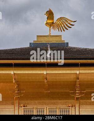 Décoration Phoenix au sommet du Pavillon d'or du Temple Kinkakuji, temple bouddhiste Zen à Kyoto, Japon, site classé au patrimoine mondial de l'UNESCO Banque D'Images