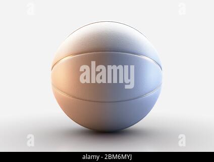 Un concept montrant le basket-ball blanc avec une bordure dorée sur un arrière-plan de studio blanc isolé - rendu 3D Banque D'Images