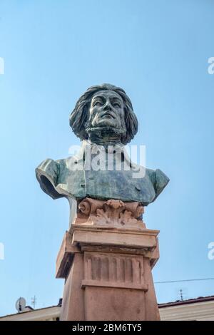 Adam Mickiewicz buste à Tarnow, dans la région de Malopolska aka Lesse Pologne, Pologne Banque D'Images