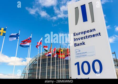 Banque européenne d'investissement à Luxembourg. C'est l'institution de prêt à but non lucratif de l'Union européenne, créée en 1958, Kirchberg. Banque D'Images
