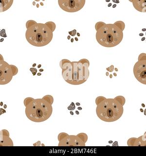 Imprimé marrons et motif ours en peluche. Motif sans coutures pour un design textile Illustration de Vecteur