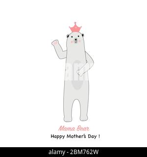 274carte de vœux pour maman avec un joli ours. Ours polaire mignon. Carte de vœux de fête des mères Mama Bear Happy Illustration de Vecteur