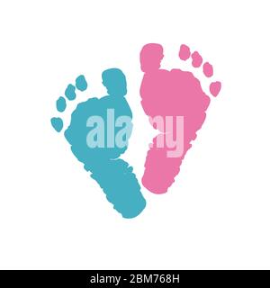 Empreintes De Pied Pour Bebe Bebe Sexe Reveler Le Pied Rose Et Bleu Imprime L Arriere Plan Image Vectorielle Stock Alamy