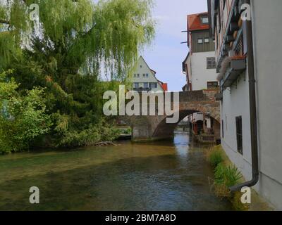 Ulm, Allemagne : pont historique dans le quartier des pêcheurs Banque D'Images