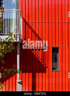 Détail de l'escalier extérieur. Maggie's Centre, Royal Marsden Hospital, Sutton, Royaume-Uni. Architecte : AB Rogers Design, 2019. Banque D'Images