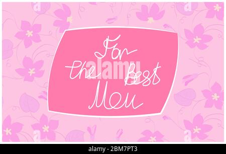 lettrage blanc manuscrit pour meilleure maman sur fond floral rose Illustration de Vecteur