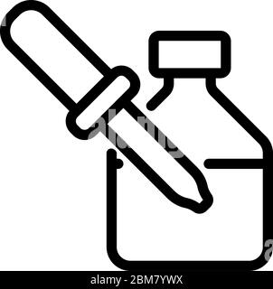 prélèvement de liquide avec pipette à partir de l'illustration du contour vectoriel de l'icône du tube à essai Illustration de Vecteur