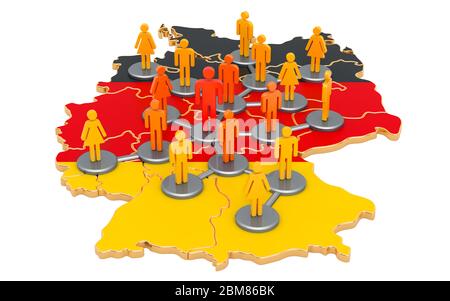 Système de traçage de contacts en Allemagne, rendu 3D isolé sur fond blanc Banque D'Images