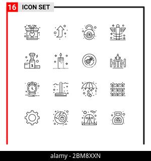 16 icônes créatives signes et symboles modernes de la victoire, de la récompense, du vol, de la médecine, de l'hôpital modifiable Vector Design éléments Illustration de Vecteur