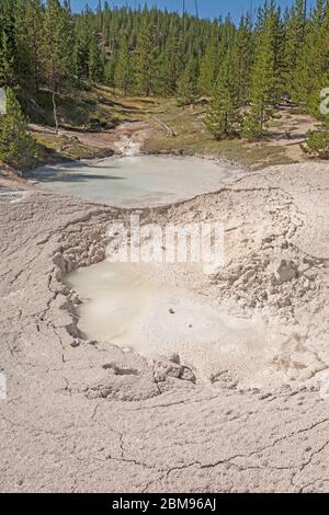 Source chaude et Mudpot dans le parc national de Yellowstone Banque D'Images