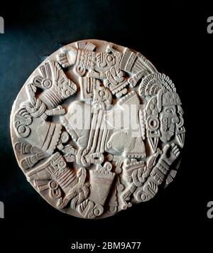 Pierre de Coyolxauhqui, Musée Templo Mayor, Mexico, Mexique Banque D'Images