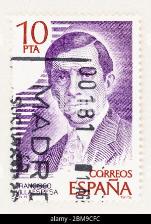 SEATTLE WASHINGTON - 5 mai 2020 : 1979 affranchissement espagnol avec l'auteur Francisco Villaespesa sur le timbre peseta 10. Scott # 2141 Banque D'Images