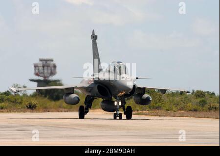 Natal, Brésil, 9 novembre 2010. Avion de chasse Rafale de la Force aérienne française à la base aérienne de Natal, dans le nord-est du Brésil. Banque D'Images