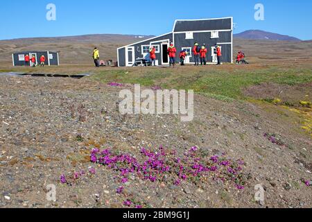 Hutte à Myggbukta dans le parc national du Nord-est du Groenland Banque D'Images