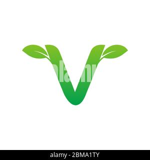 Concept de logo V lettre feuille Illustration de Vecteur