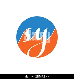 Lettre de script y cercle logo vecteur de conception Illustration de Vecteur
