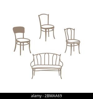 Ensemble simple de la collection de chaises, Silhouette Cafe chairs.eps 10 Illustration de Vecteur