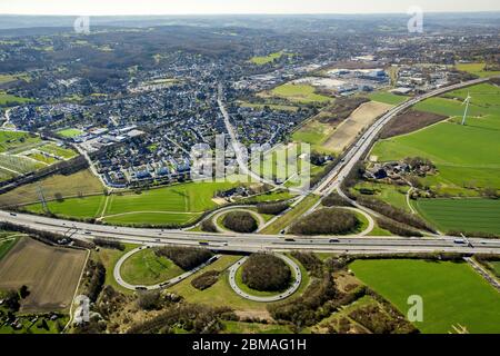 , sortie d'autoroute Dortmund/Witten de l'autoroute A44 et A45, 27.03.2017, vue aérienne, Allemagne, Rhénanie-du-Nord-Westphalie, région de la Ruhr, Dortmund Banque D'Images