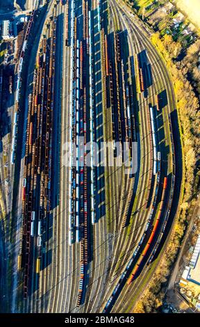 Voies ferrées de ThyssenKrupp Steel Europe, 07.02.2020, vue aérienne, Allemagne, Rhénanie-du-Nord-Westphalie, région de la Ruhr, Duisburg Banque D'Images