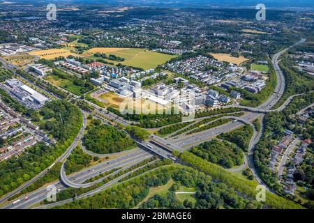 Site développé Stadtkrone-Ost, Kopenhagener Strasse, Europaplatz, sortie d'autoroute B1, B236, 08.08.2019, vue aérienne, Allemagne, Rhénanie-du-Nord-Westphalie, région de la Ruhr, Dortmund Banque D'Images