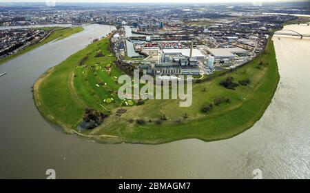 , chauffage de Laussward au Rhin à Dusseldrof, 12.03.2017, vue aérienne, Allemagne, Rhénanie-du-Nord-Westphalie, Basse-Rhin, Düsseldorf Banque D'Images