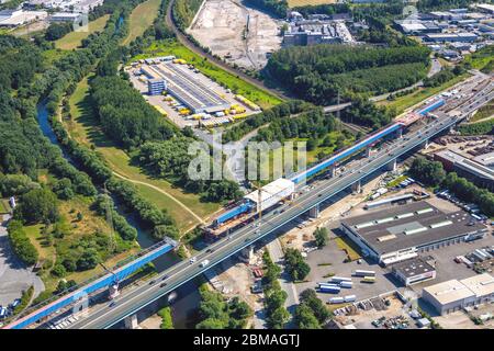 Nouvelle construction du pont Lennetalbruecke à Hagen-Berchum, pont autoroutier de l'A45, 04.08.2019, vue aérienne, Allemagne, Rhénanie-du-Nord-Westphalie, région de la Ruhr, Hagen Banque D'Images
