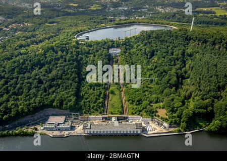 , centrale de stockage à pompage avec réservoirs de stockage sur le Hengsteysee à Herdecke, 01.06.2017, vue aérienne, Allemagne, Rhénanie-du-Nord-Westphalie, région de la Ruhr, Herdecke Banque D'Images