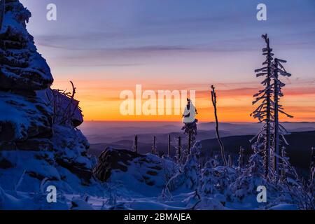 Winterlandschaft im Abendlicht Banque D'Images