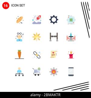 16 couleurs vectorielles thématiques plates et symboles modifiables Pack d'éléments créatifs vectoriels Design, gagnant, récompense, finance, mobile et modifiable par l'application Illustration de Vecteur