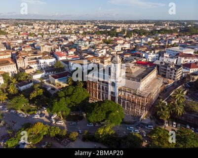 Photo aérienne de la célèbre mairie de Stone Town, Zanzibar, Tanzanie Banque D'Images