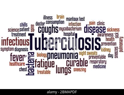 Tuberculose mot nuage concept sur fond blanc. Banque D'Images