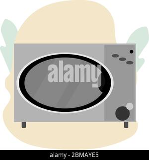 four à micro-ondes isolé sur fond blanc. Illustration de Vecteur