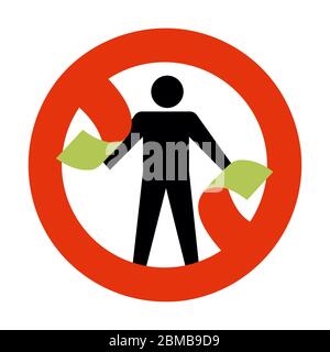 Illustration conceptuelle, l'homme brise le symbole d'interdiction aucune entrée. Icône isolée sur fond blanc Illustration de Vecteur