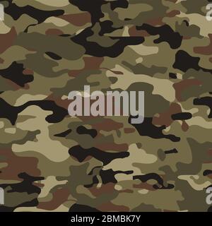 Motif moderne à pois et motif camouflage sans couture marron Banque D'Images