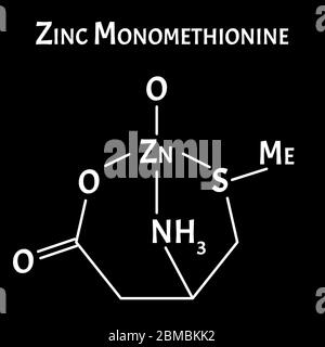 La monométhionine de zinc est une formule chimique moléculaire. Infographies du zinc. Illustration vectorielle sur un arrière-plan isolé. Illustration de Vecteur