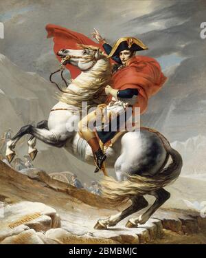 Napoléon Bonaparte traversée des Alpes par Jacques-Louis David, 1805. Lieu cette toile inconnue Banque D'Images