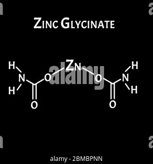 Le glycinate de zinc est une formule chimique moléculaire. Infographies du zinc. Illustration vectorielle sur un arrière-plan isolé. Illustration de Vecteur