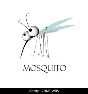 LE CARACTÈRE MIGNON D'UN MOUSTIQUE. Insecte aspirant du sang. Le porteur de la maladie. Illustration vectorielle. Illustration de Vecteur