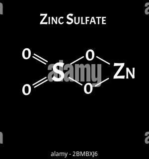 Le sulfate de zinc est une formule chimique moléculaire. Infographies du zinc. Illustration vectorielle sur un arrière-plan isolé. Illustration de Vecteur