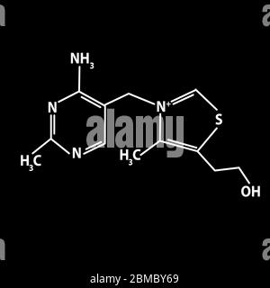 Vitamine B 1. Thiamine Formule chimique moléculaire. Infographies. Illustration vectorielle sur fond noir. Illustration de Vecteur