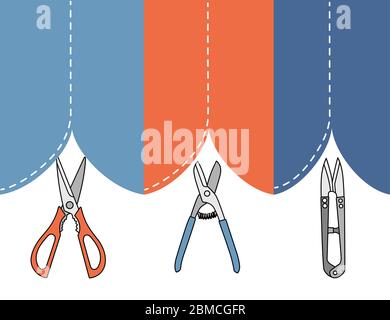 Différents modèles de ciseaux outils pour le jardinage médical barber ou sur-mesure illustration vectorielle plate sur fond blanc Illustration de Vecteur