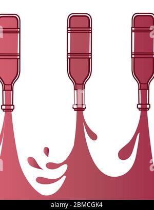 Publicité flyer design avec vin rouge versé de verre bouteille abstrait style de contour plat illustration vectorielle sur fond blanc Illustration de Vecteur