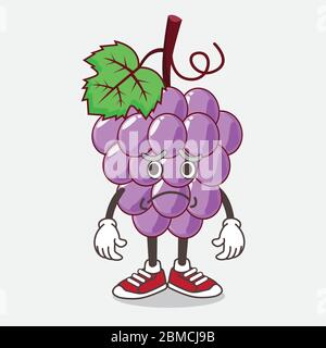 Illustration du personnage de la mascotte de dessin animé Grape fruit ayant un visage effrayant Illustration de Vecteur
